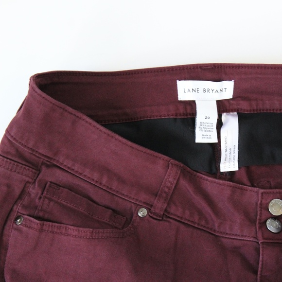 Lane Bryant Skinny Jeans sz 20 High Rise Flex Waist Super Stretch Burgundy Plus - Picture 3 of 7